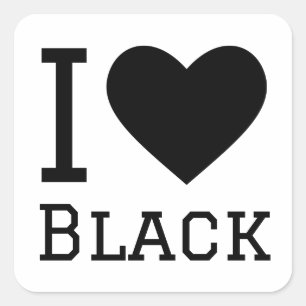 I love black square sticker