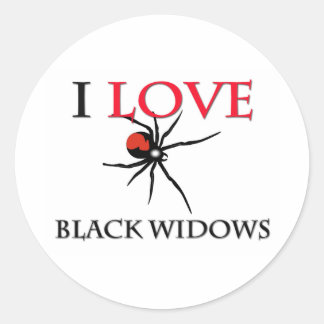I Love Black Widows Classic Round Sticker