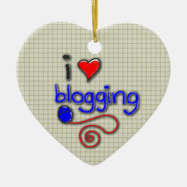 I Love Blogging Ceramic Tree Decoration (Front)