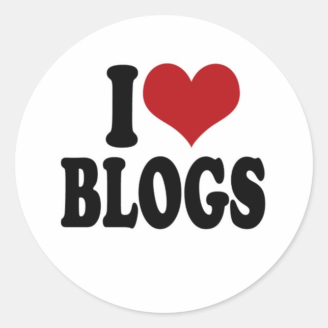 I Love blogs Classic Round Sticker (Front)