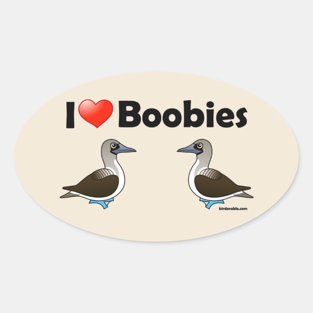 I Love Blue-footed Boobies Oval Sticker (Front)