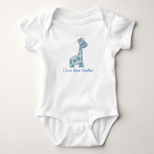 I Love Blue Giraffes! Baby Bodysuit
