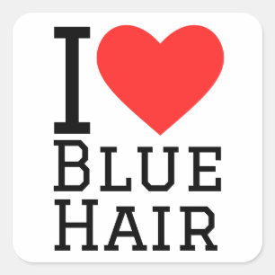 I love blue hair square sticker
