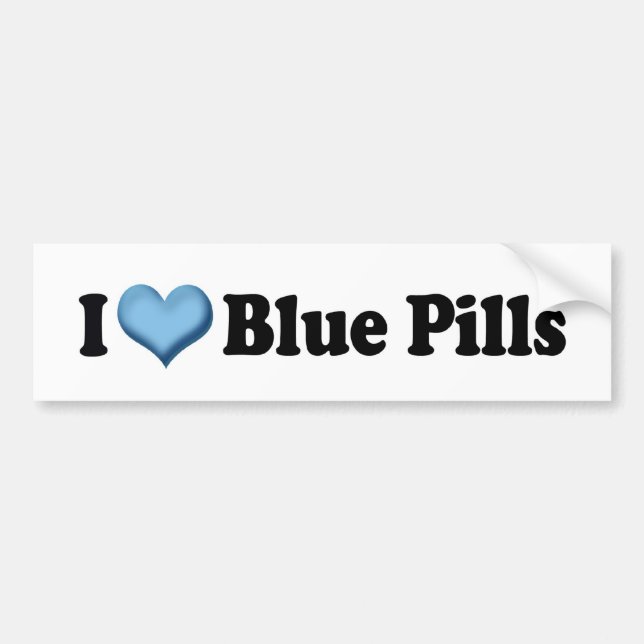 I Love Blue Pills Bumper Sticker (Front)