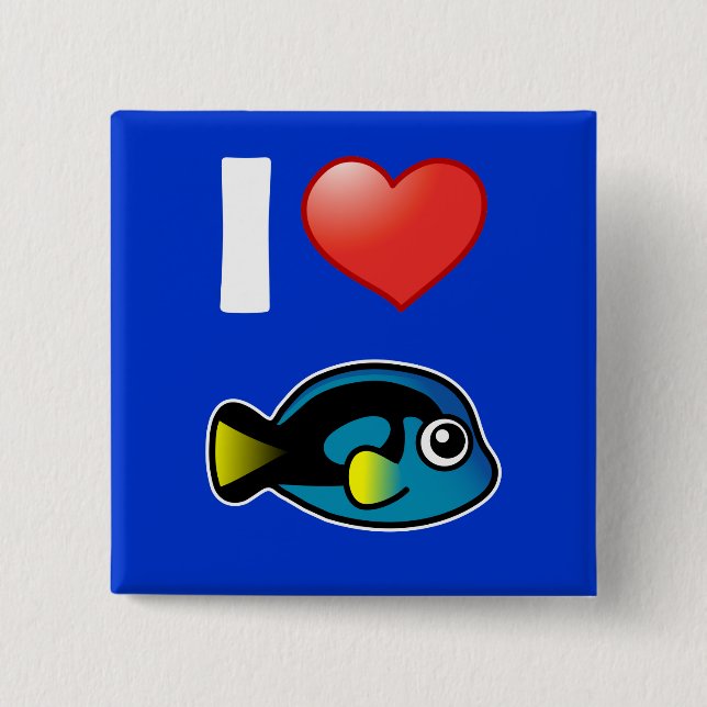 I Love Blue Tang 15 Cm Square Badge (Front)