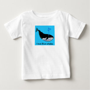 I love BLUE WHALES -Animal graphic - Ocean blue  Baby T-Shirt