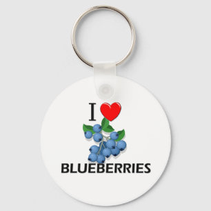 I Love Blueberries Key Ring