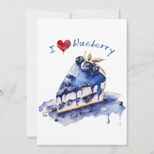 I Love Blueberry TShirt, Blueberry Cake Watercolor Holiday Card
