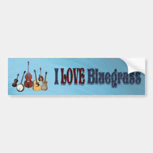 I LOVE BLUEGRASS-BUMPER STICKER
