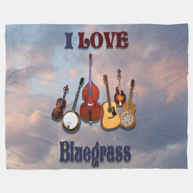 I LOVE BLUEGRASS FLEECE BLANKET (Front (Horizontal))