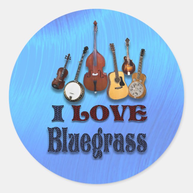 I LOVE BLUEGRASS -STICKER CLASSIC ROUND STICKER (Front)