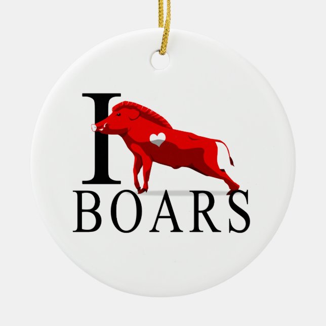 I Love Boars Ceramic Tree Decoration (Front)