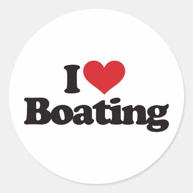 I Love Boating Classic Round Sticker (Front)