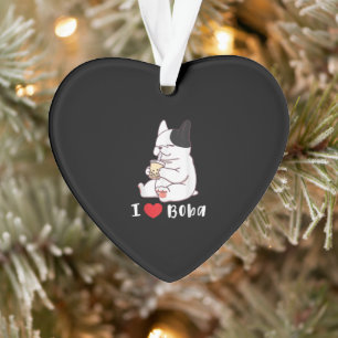 I Love Boba Bubble Tea Dog Cut French Bulldog Gift Ornament