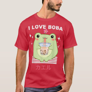 I Love Boba Cute Kawaii Frog Drinks Bubble Tea T-Shirt
