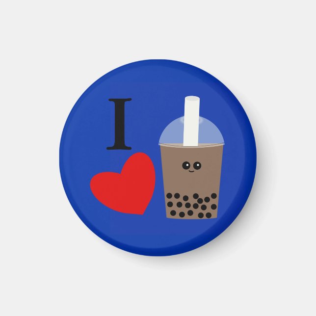 I Love Boba Drink #1 Round Magnet (Front)