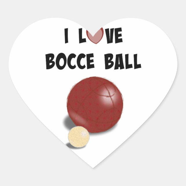 I Love Bocce Ball Heart Sticker (Front)