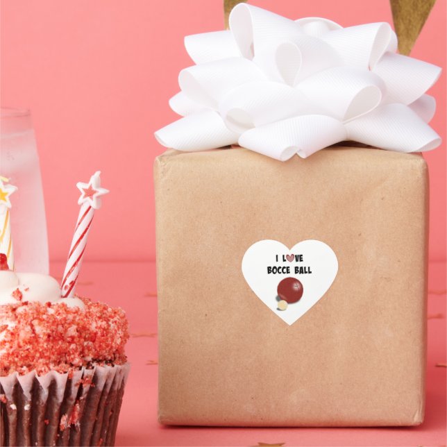 I Love Bocce Ball Heart Sticker (Party)
