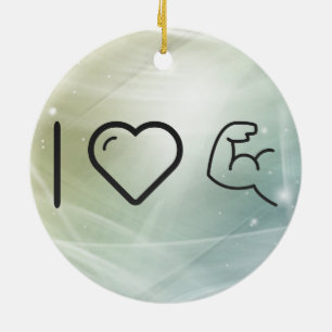 I Love Body Buildings Ceramic Tree Decoration