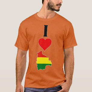 I Love Bolivia Vertical I Heart Country Flag Map T-Shirt