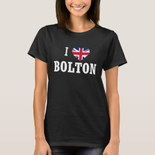 I Love Bolton England Union Jack Flag Heart Englis T-Shirt