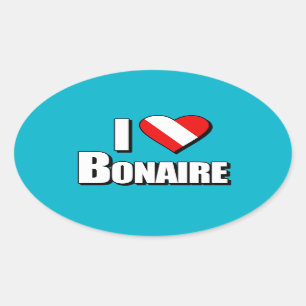 I Love Bonaire Diving Oval Sticker