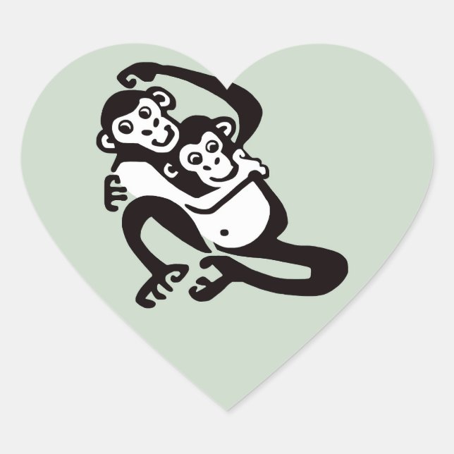 I love BONOBOS - Chimpanzee - Wildlife - Nature - Heart Sticker (Front)