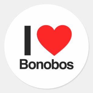 i love bonobos classic round sticker