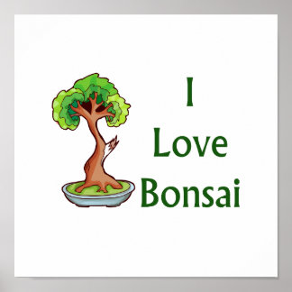 I love bonsai in green text shari tree graphi poster