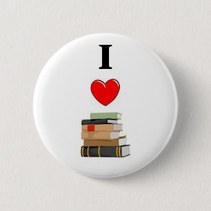 I LOVE Books 6 Cm Round Badge