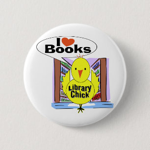 I Love Books 6 Cm Round Badge