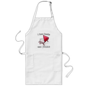I Love Books And Piano, Authentic Freehand Art Long Apron