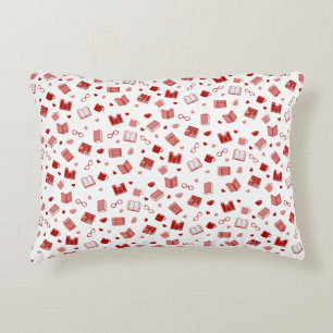 I love books and reading cute red pattern decorative cushion