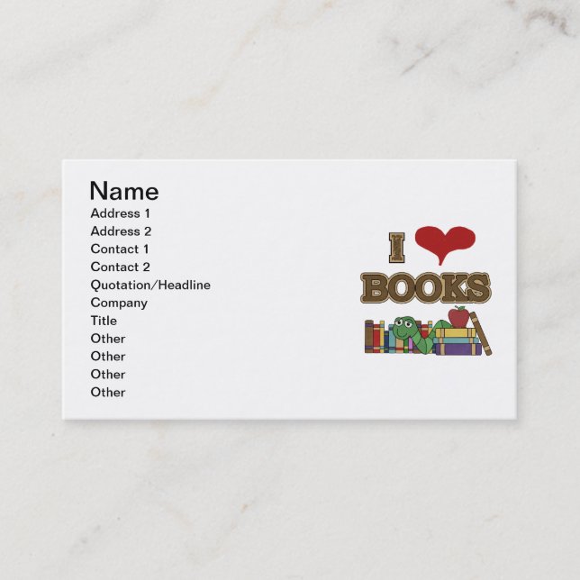 I Love Books Business Card (Front)