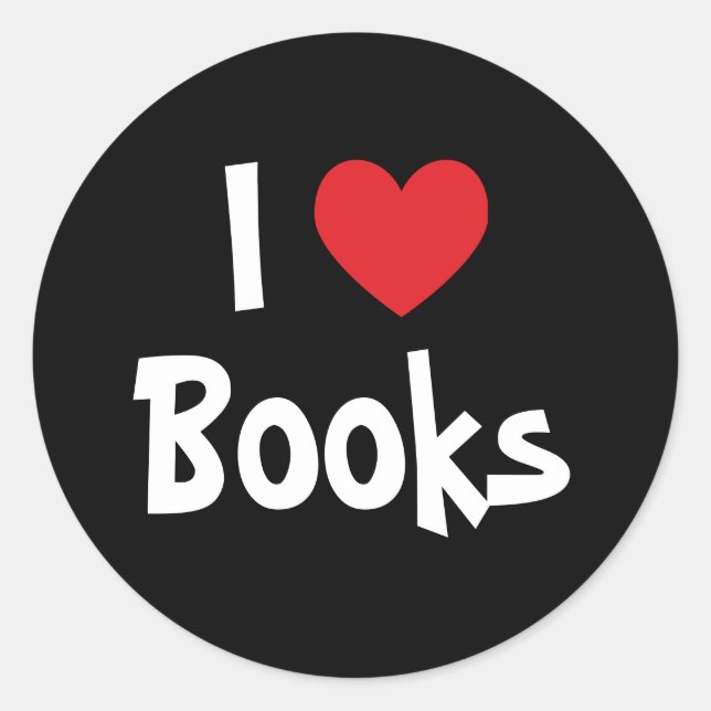 I Love Books Classic Round Sticker (Front)