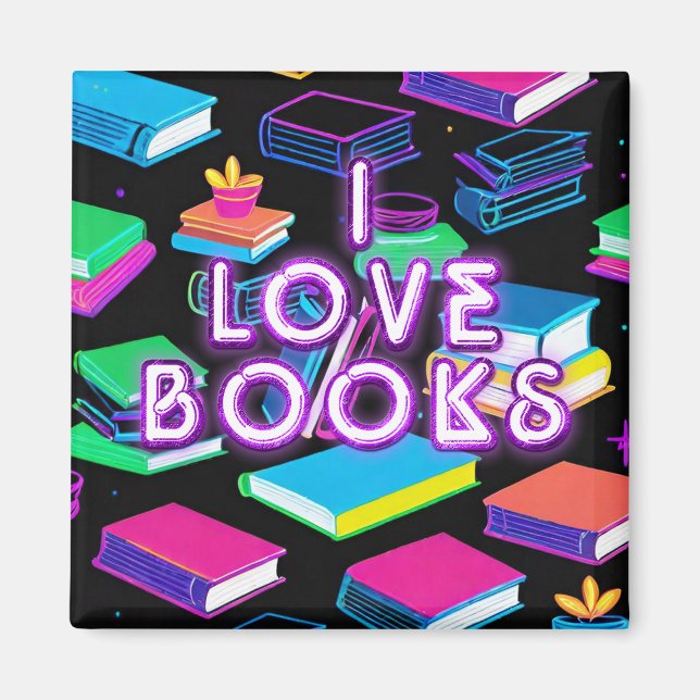 I Love Books Colourful 2 Magnet (Front)