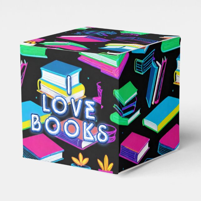 I Love Books Colourful Cube Favour Box (Front Side)