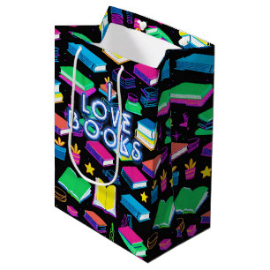 I Love Books Colourful  Medium Gift Bag