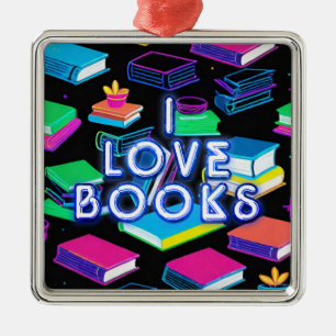 I Love Books Colourful Metal Tree Decoration