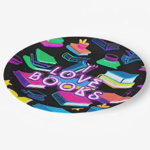 I Love Books Colourful  Paper Plate