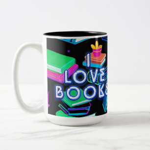 I Love Books Colourful Two-Tone Coffee Mug