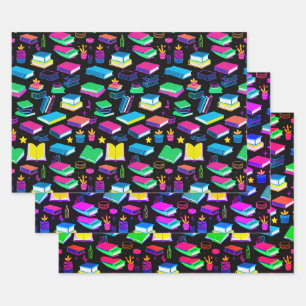 I Love Books Colourful Wrapping Paper Sheet