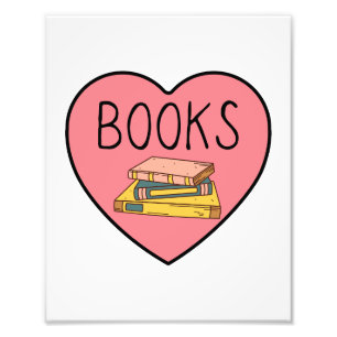 I Love Books Heart Photo Print