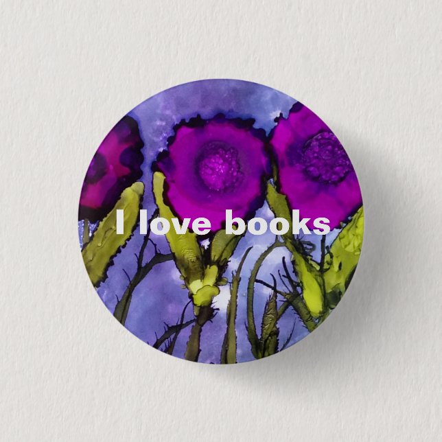 I Love Books - Heliotrope Button (Front)