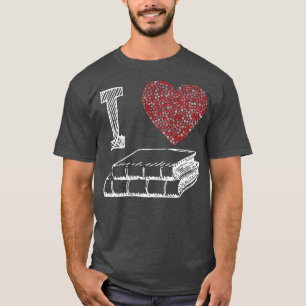 I Love Books Letter Heart Cute Bookworm Reading T-Shirt