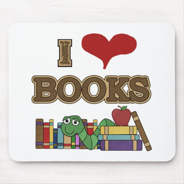 I Love Books Mouse Mat (Front)