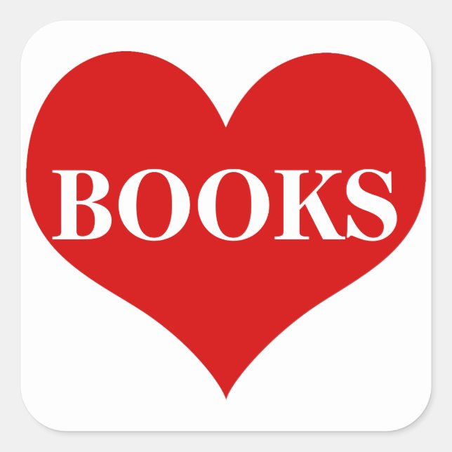 I Love Books Square Sticker (Front)
