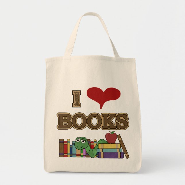 I Love Books Tote Bag (Front)