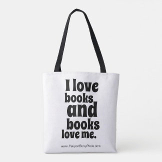 I Love Books Tote (white and black)