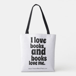 I Love Books Tote (white and black) Bag